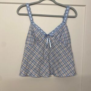No Boundaries Light Blue Plaid Camisole
